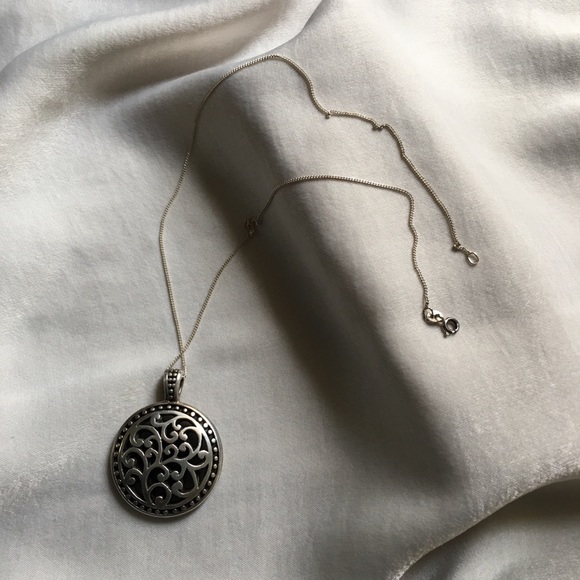 .925 Sterling Silver Scroll Pendant Necklace - Picture 6 of 7